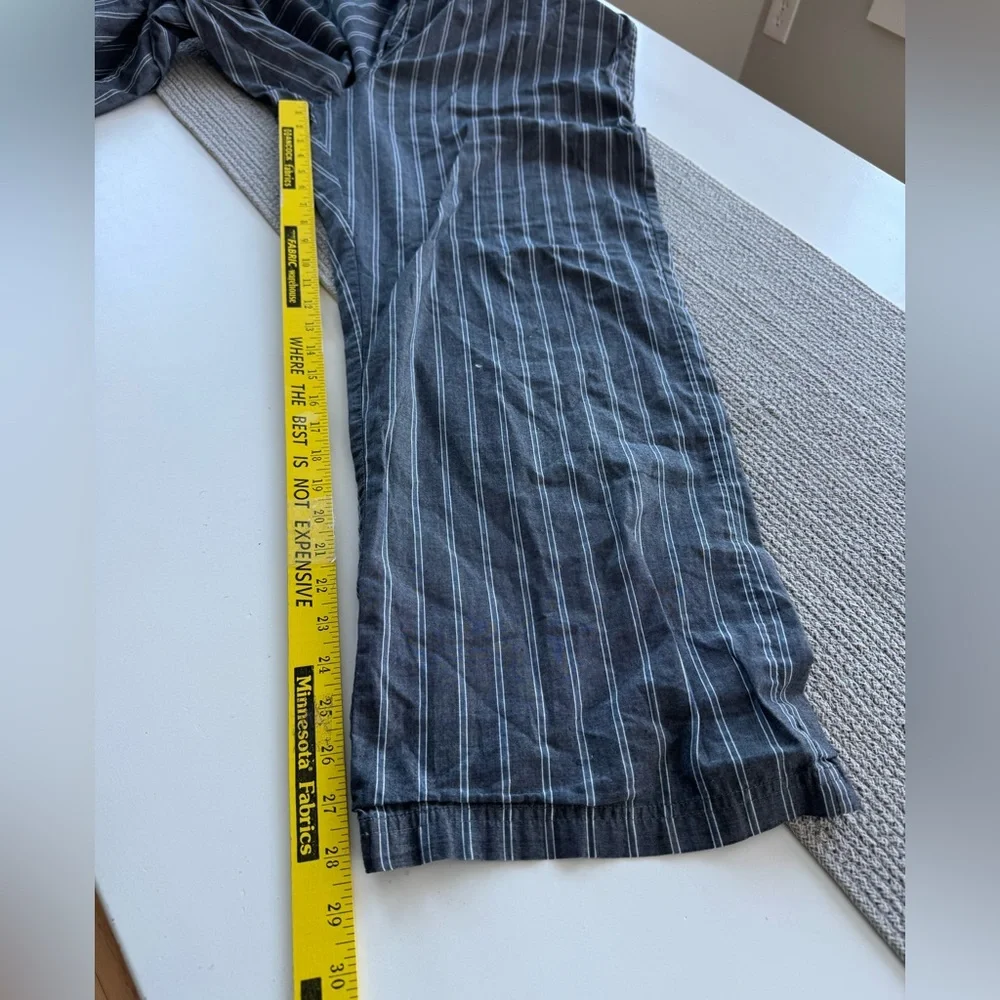 Vintage Merona Charcoal Gray White Pinstripe Wide Leg Pajama Pants Size Large
